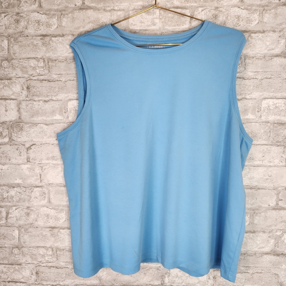 LL Bean Tank Top Blue Scoop Neck Minimalist Athleisure Layering Size 2X